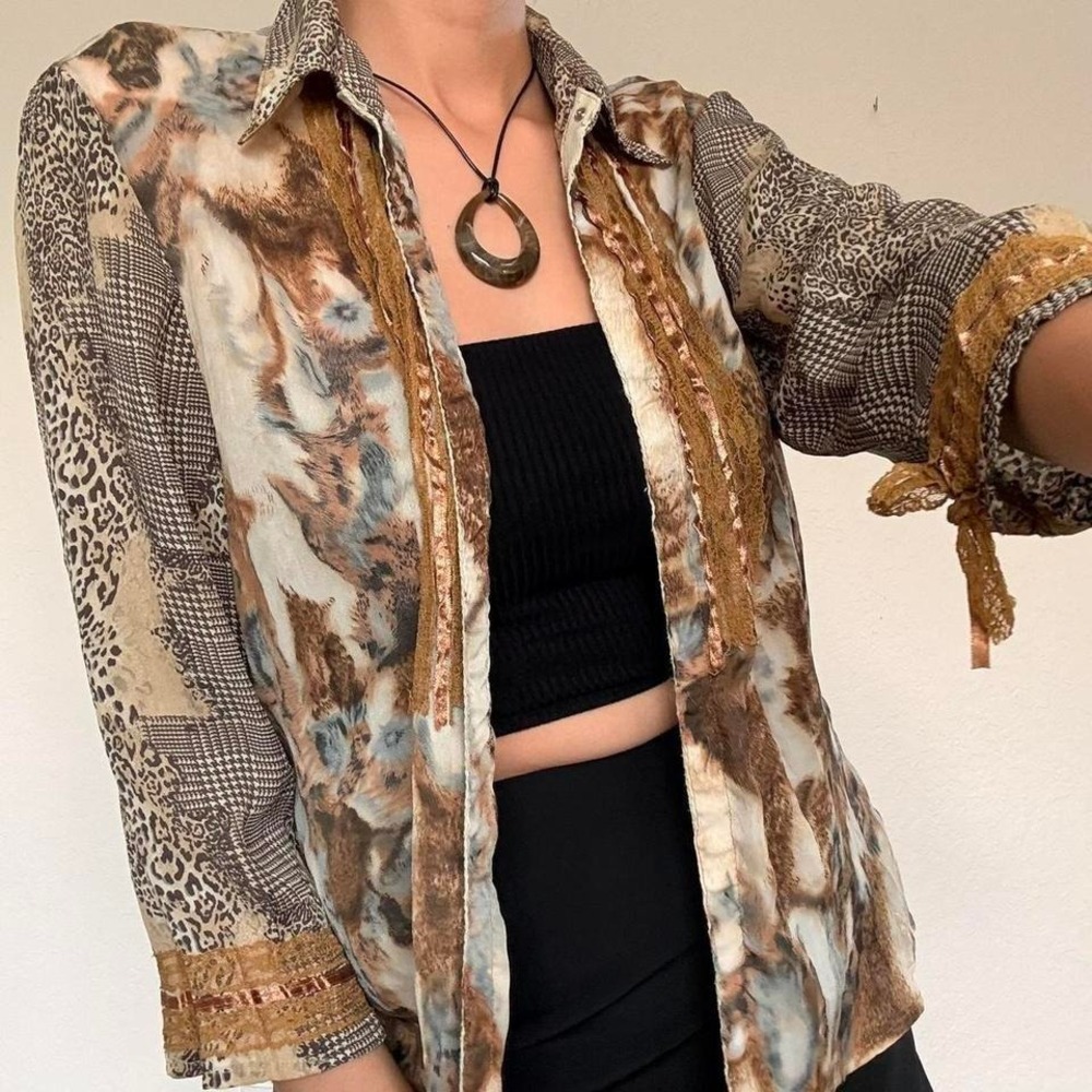 Y2K Animal Print Blouse